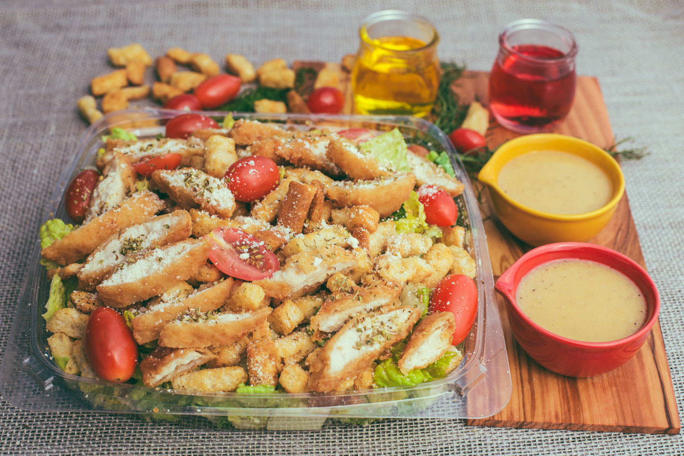 Order Caesar Salad with Chicken food online from Golden Desserts store, Albany on bringmethat.com