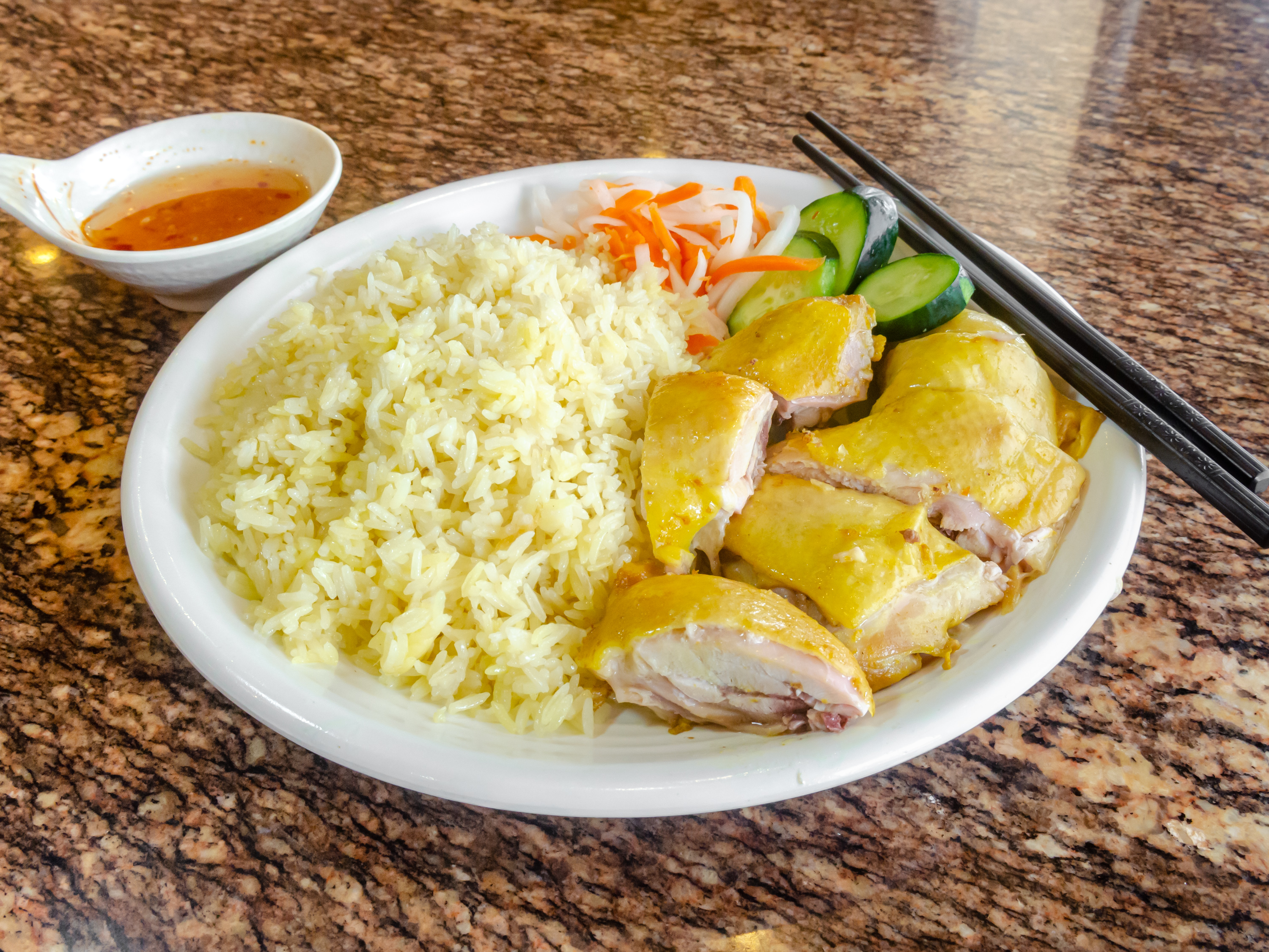 Order Com Ga Hai Nam- Hai Nam Chicken with Rice plus choose 2 more dishes food online from Thuan Kieu Corp store, Garden Grove on bringmethat.com