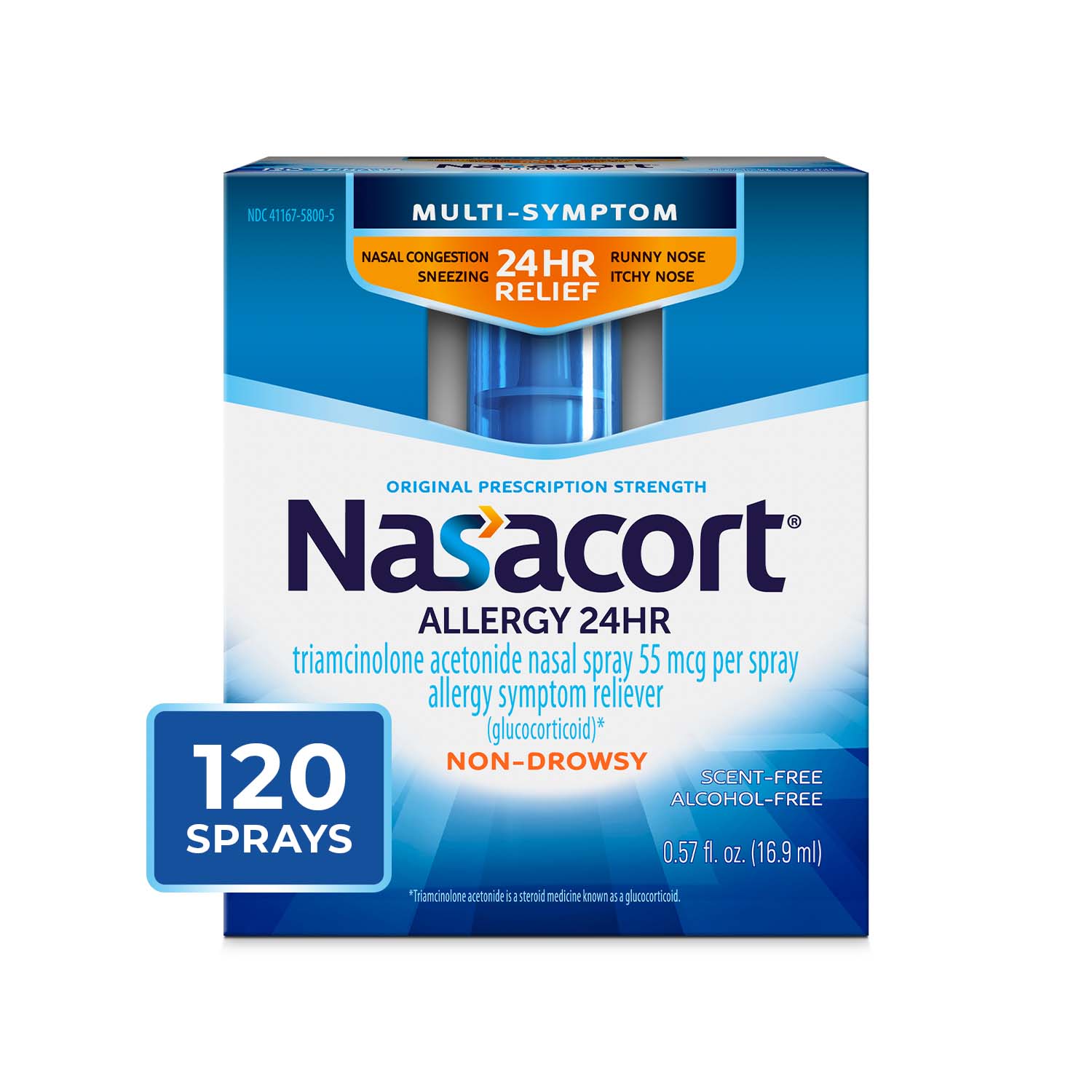 Order Nasacort 24HR Allergy Nasal Spray - Non-drowsy, 0.57 fl oz food online from Rite Aid store, MILLER PLACE on bringmethat.com