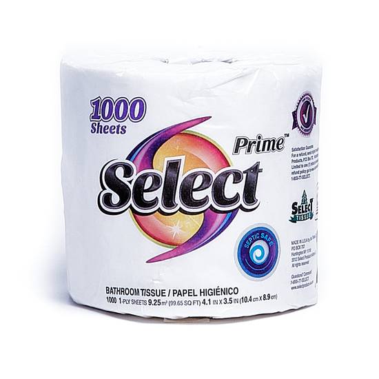 Order Select 1000 Count 1-ply Single Roll Bath Packed food online from Pepack Sunoco store, Peapack on bringmethat.com