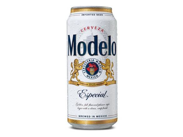 Order Modelo Especial Lager Mexican Beer - 4x 16oz Cans food online from Goody Goody Liquor Parent store, Dallas on bringmethat.com