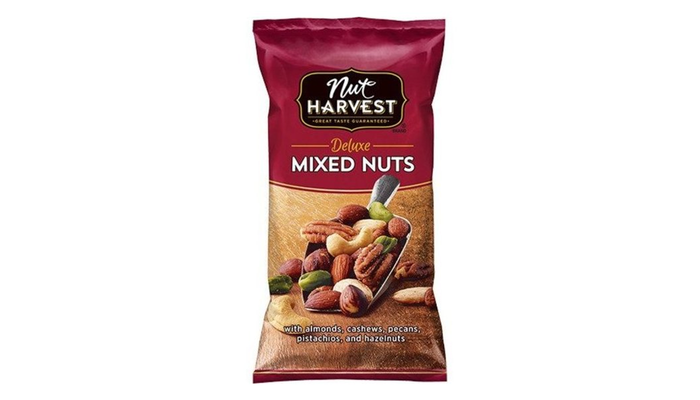 Order Nut Harvest Mixed Nuts with Almonds, Cashews, Pecans, Pistachios, and Hazelnuts 2.25 oz Bag food online from Ross Liquor store, Sylmar on bringmethat.com