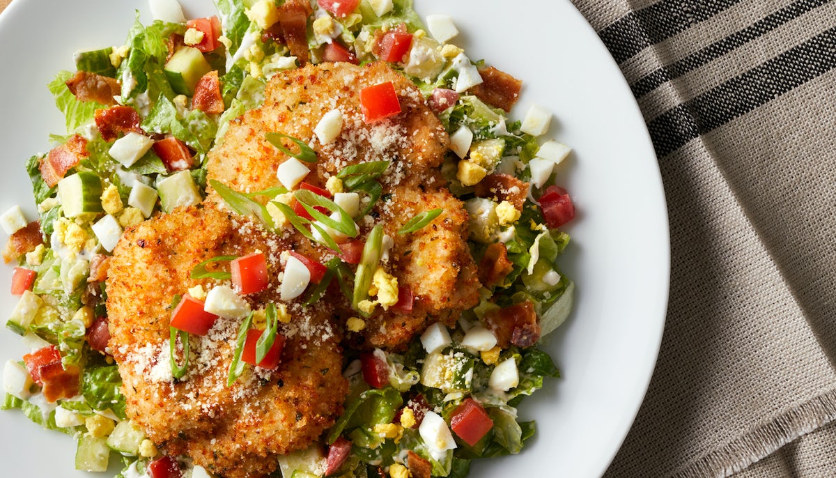 Order Romano Crusted Chicken Salad food online from Bravo store, Pittsburgh on bringmethat.com