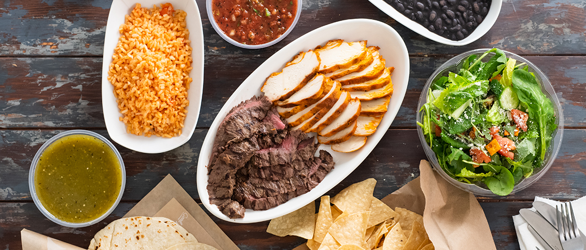 Order Grass-Fed Steak Family Meal for 2 food online from Sharky's Woodfired Mexican Grill - Newport Coast store, Newport Coast on bringmethat.com