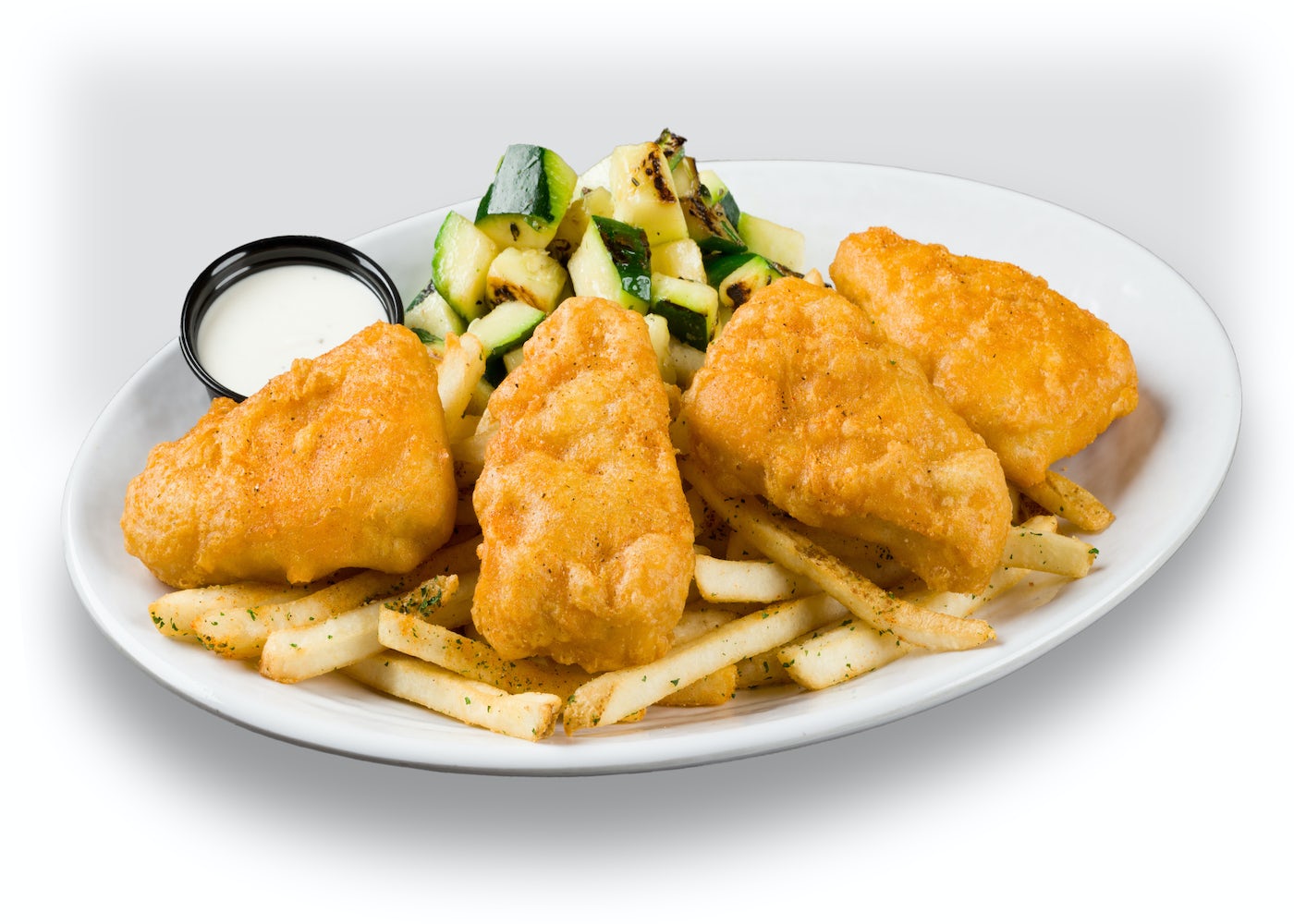 Order PLANT-BASED BATTERED "FISH" & CHIPS food online from California Fish Grill store, Cypress on bringmethat.com