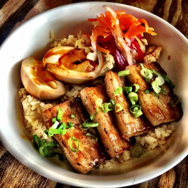 Order Braised Pork Belly and Egg Rice food online from Feu Pho Kitchen store, Studio City on bringmethat.com