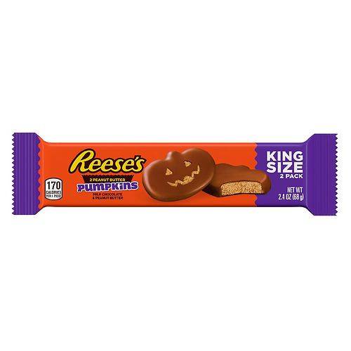 Order Reese's Halloween Chocolate Peanut Butter Pumpkins Candy, King Size Pack Milk Chocolate Peanut Butter - 2.4 oz food online from Walgreens store, Kansas City on bringmethat.com