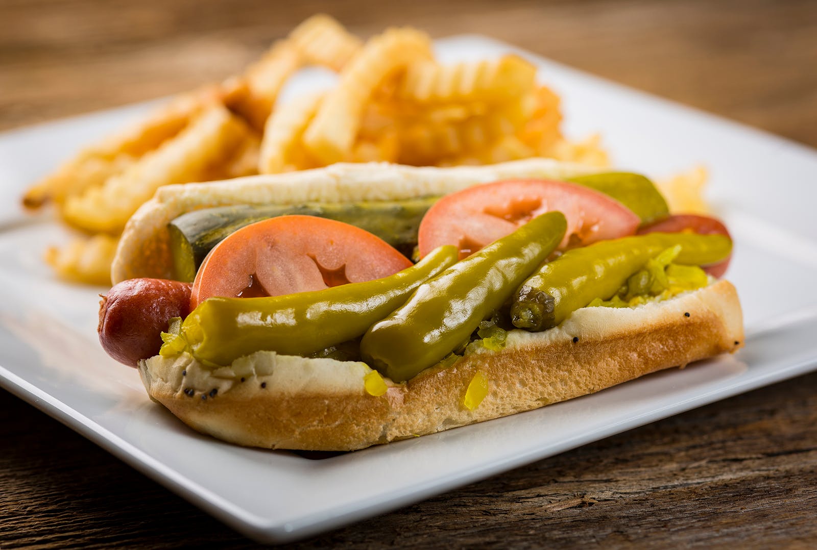 Order Chicago-Style Hot Dog - Sandwich food online from Rosati's Pizza store, Chicago on bringmethat.com