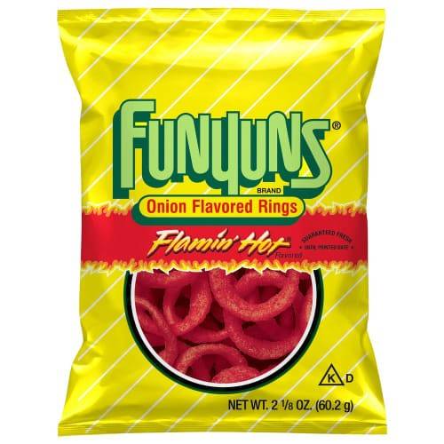 Order Funyuns · Flamin' Hot Flavored Onion Ring (2.1 oz bag) food online from Mesa Liquor store, Mesa on bringmethat.com