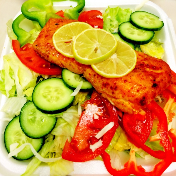 Order Salmon Salad food online from Sherman Way Grill & Pizza store, North Hollywood on bringmethat.com