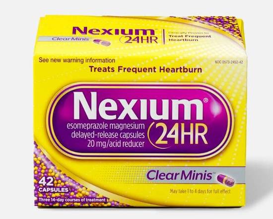 Order Nexium 24hr Clear Minis 42 ct  food online from McLean Ave Pharmacy store, Yonkers on bringmethat.com