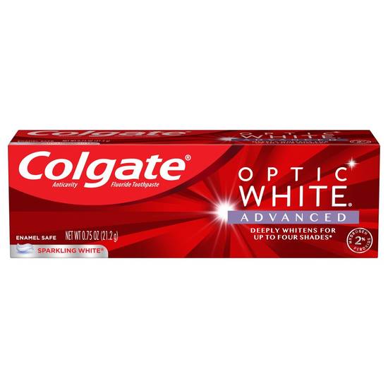 Order Colgate Optic White Advanced Teeth Whitening Toothpaste, Sparkling White,  0.75 ounce food online from CVS store, INGLEWOOD on bringmethat.com