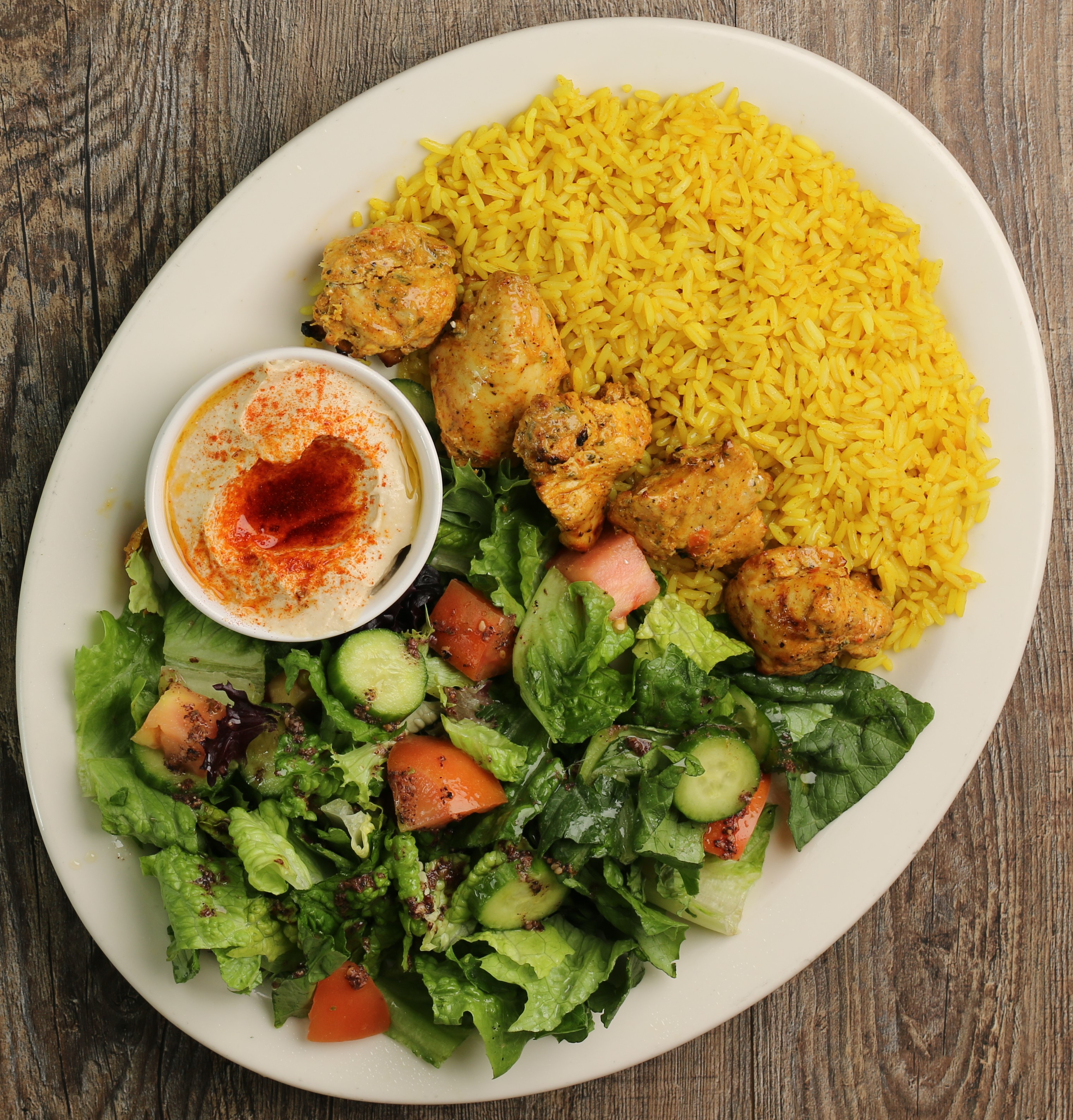 Order Chicken Kabob Plate food online from Flame and Skewers store, Bakersfield on bringmethat.com