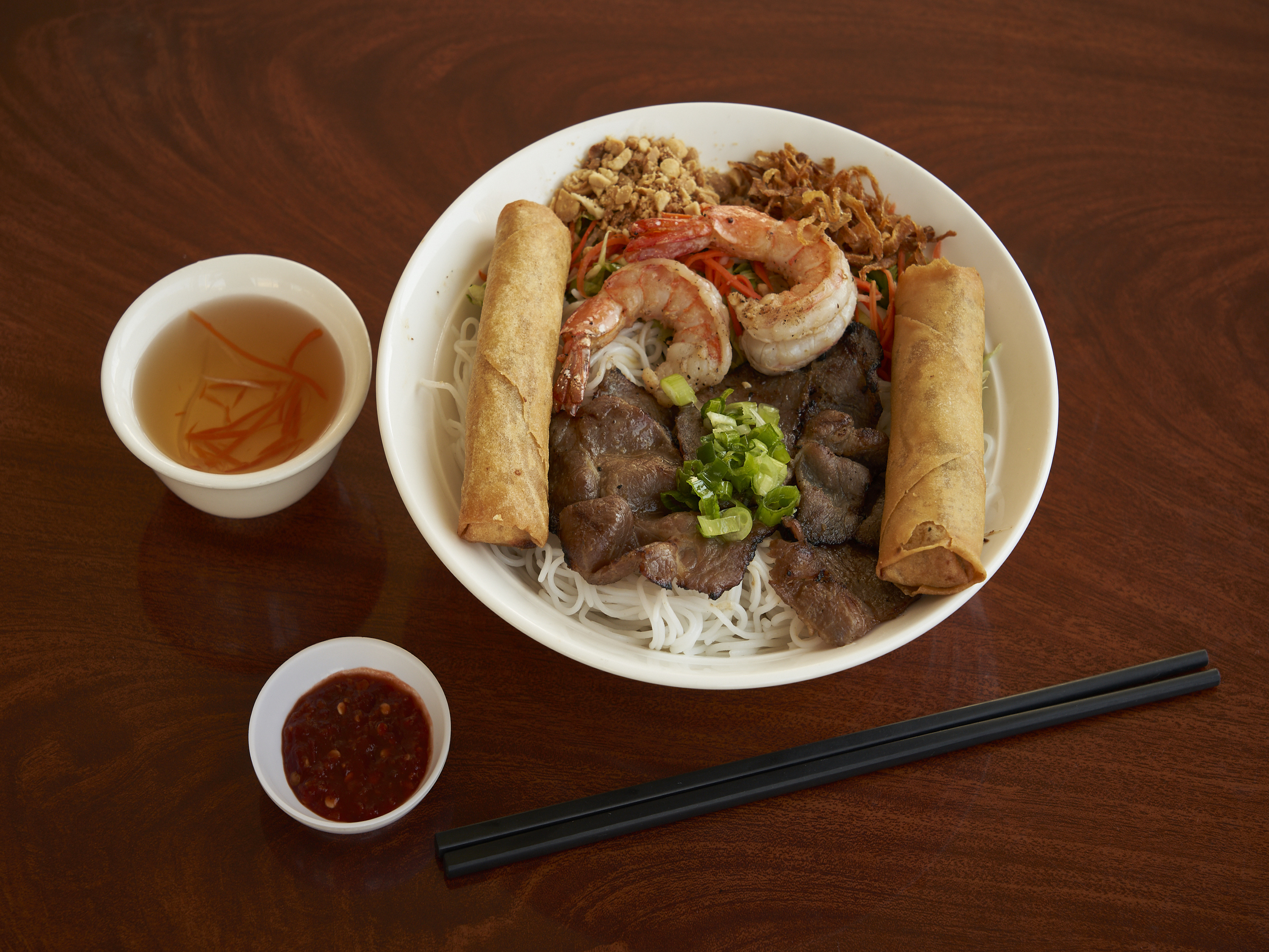 Order B16. Bun Tom, Thit, Cha Gio food online from Pho Huong Que store, Oakland on bringmethat.com