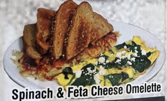 Order Spinach & Feta Cheese Omelette food online from Harry's Cafe- Katella Ave store, Stanton on bringmethat.com