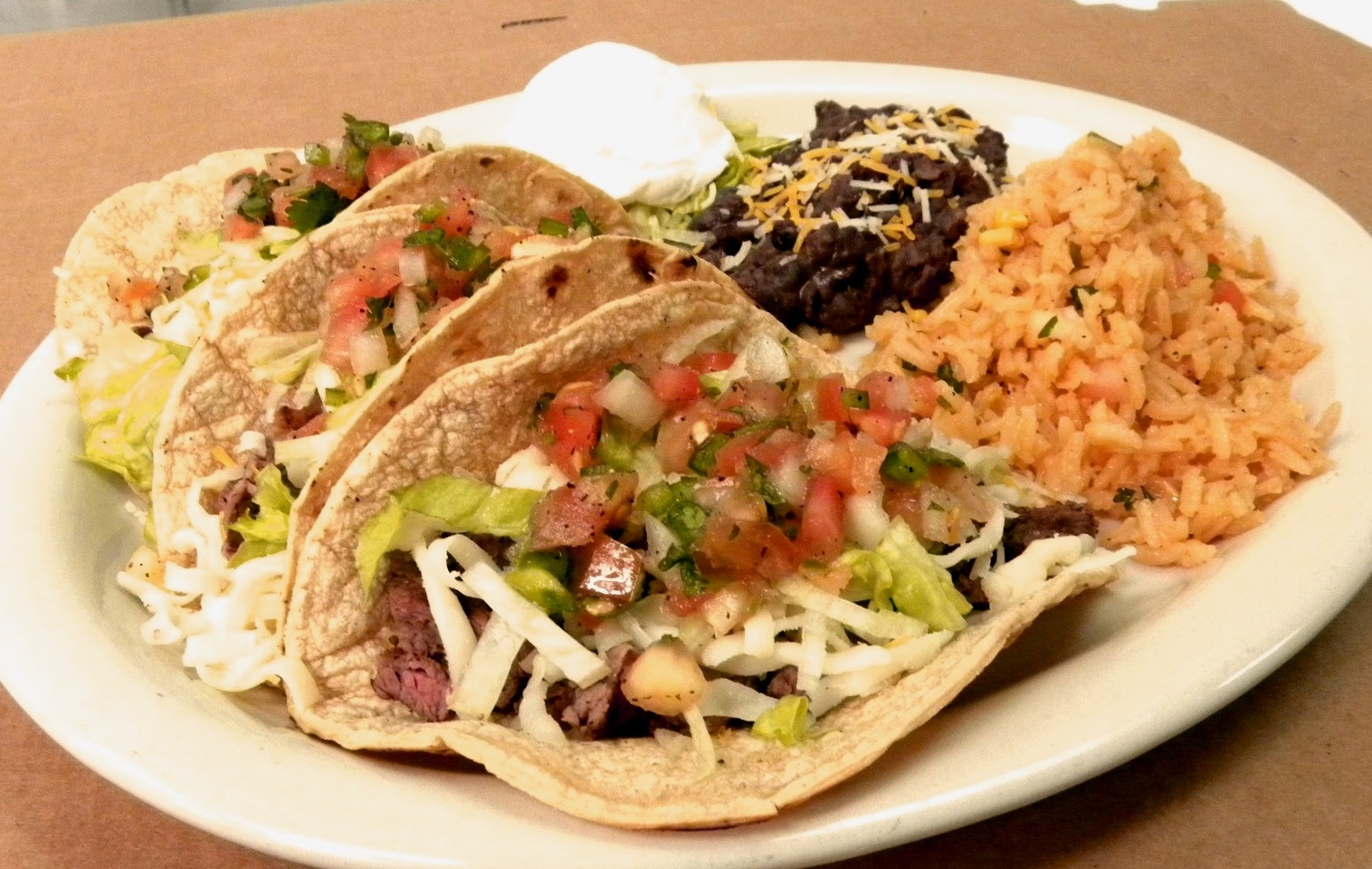 Order Taco Platter w Beans and Rice food online from Evviva Bar & Eatery store, Lisle on bringmethat.com