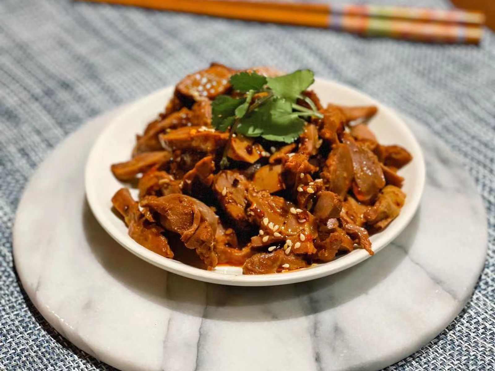 Order D3 Spicy Chicken Gizzard D3 麻辣卤鸡胗 food online from Mid Summer Lounge store, Champaign on bringmethat.com