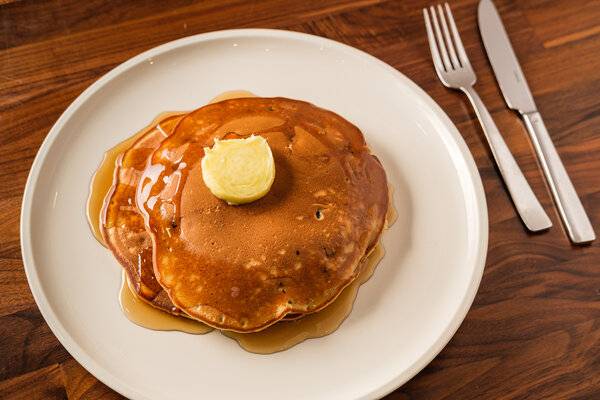 Order Blueberry Pancakes food online from Mr. Banks Diner store, Commerce on bringmethat.com
