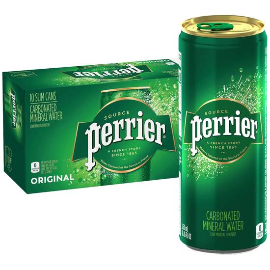 Order Perrier Original Carbonated Mineral Water, 8.45 OZ Cans, 10 CT food online from Cvs store, LANETT on bringmethat.com