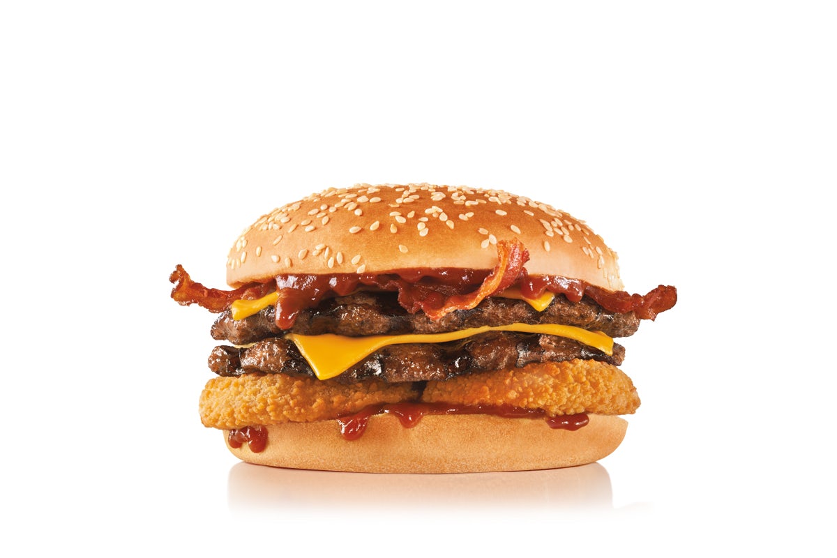 Order Double Western Bacon Cheeseburger®  food online from Hardee store, Milford on bringmethat.com