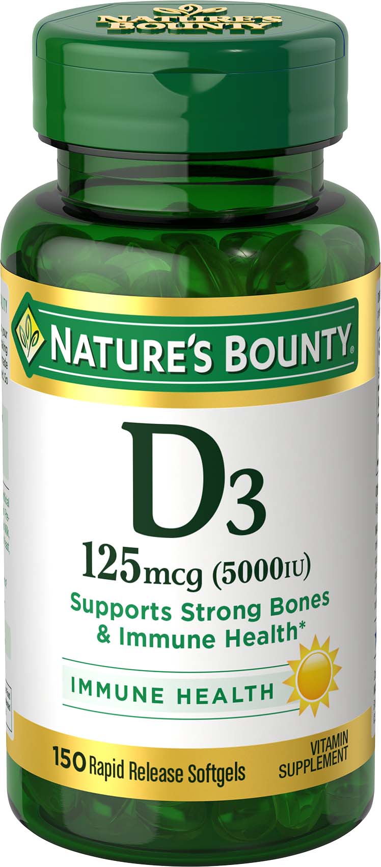 Order Nature's Bounty Vitamin D3 Softgels - 125mcg, 150 ct food online from Rite Aid store, CORNING on bringmethat.com