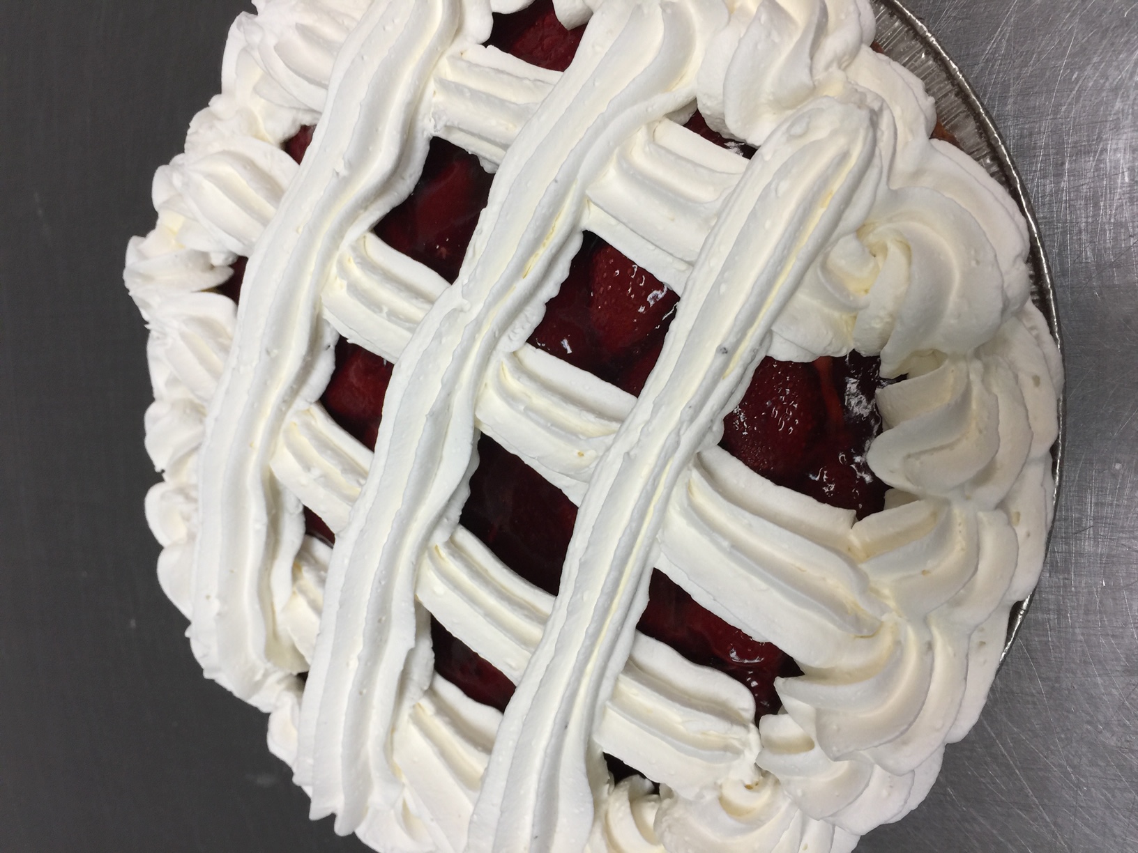 Order 9" Strawberry Cream Pie food online from Savoia Pastry Shoppe store, Rochester on bringmethat.com