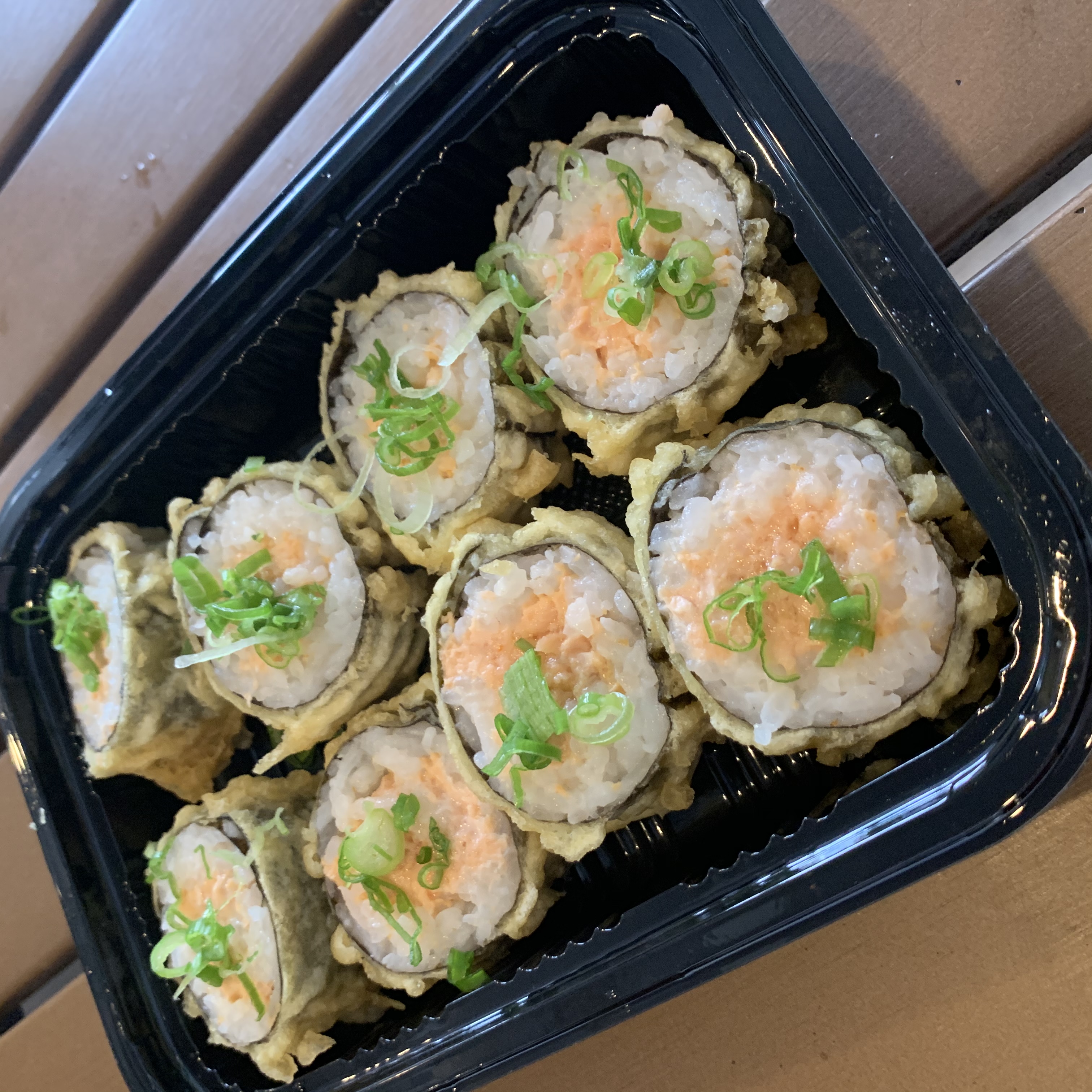 Order Crispy Spicy Salmon Roll (8pcs) food online from Poke Zone store, Oakland on bringmethat.com