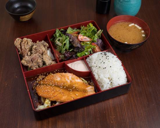 Order Grilled Salmon Bento Box food online from Ushio Ramen store, San Francisco on bringmethat.com