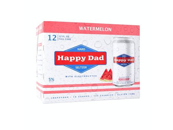 Order Happy Dad Hard Seltzer Watermelon - 12x 12oz Cans food online from Sky Liquors store, Chicago on bringmethat.com