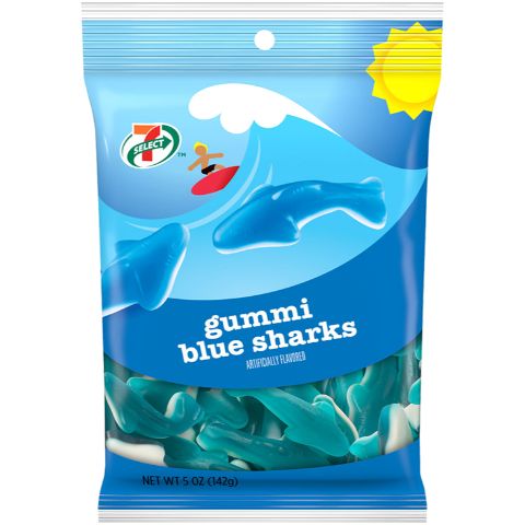 Order 7-Select Gummi Blue Sharks 5oz food online from 7-Eleven store, Chicago on bringmethat.com