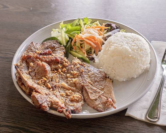 Order Pork Chop Over Rice food online from Chef Phong Kitchen store, San Bruno on bringmethat.com