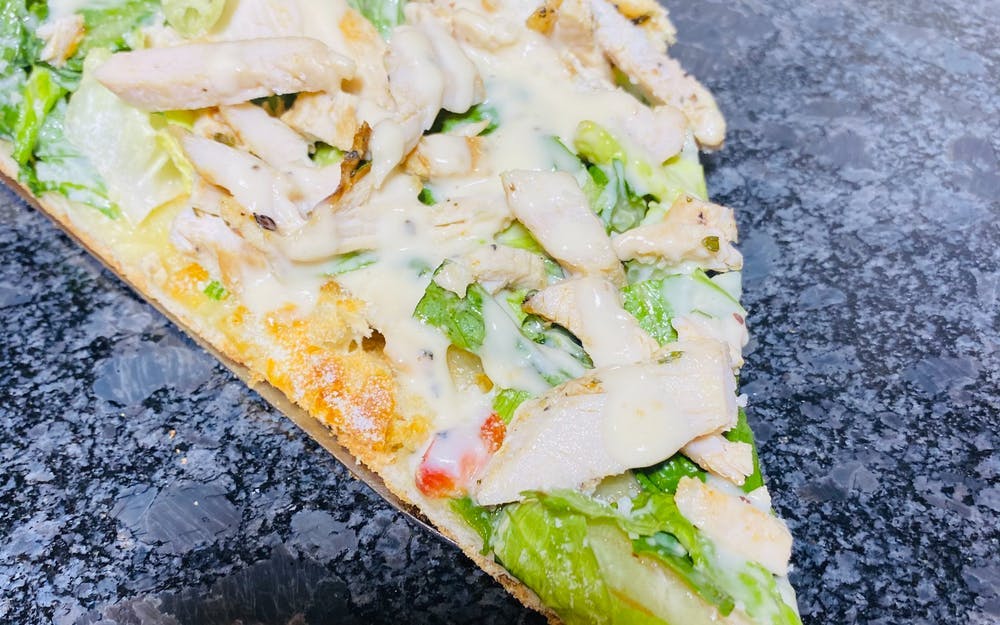 Order Chicken Caesar Pizza - Small food online from Panatieri Pizza & Pasta store, Bound Brook on bringmethat.com