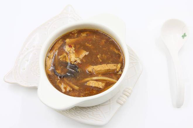 Order S1. Hot and Sour Soup 酸辣湯 food online from Uncle Chen's Chinese Restaurant store, State College on bringmethat.com