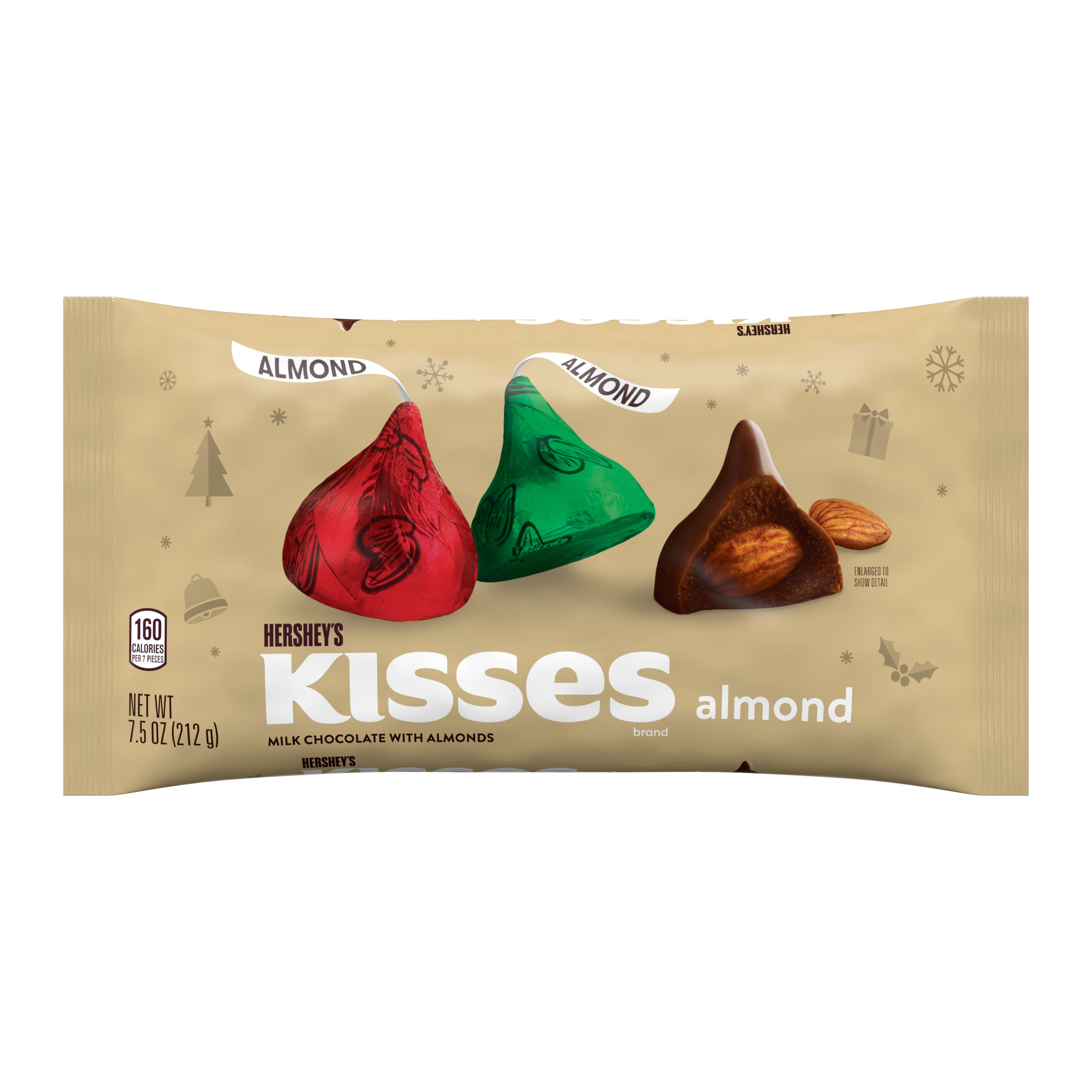 Order Hershey's Kisses Holiday Milk Chocolates with Almonds - 7.5 oz food online from Bartell store, Edmonds on bringmethat.com