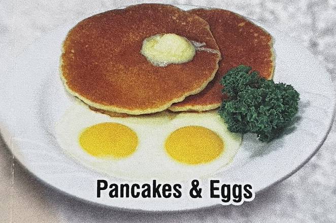 Order Pancakes (3 Pcs) & Eggs food online from Harry's Cafe- Katella Ave store, Stanton on bringmethat.com