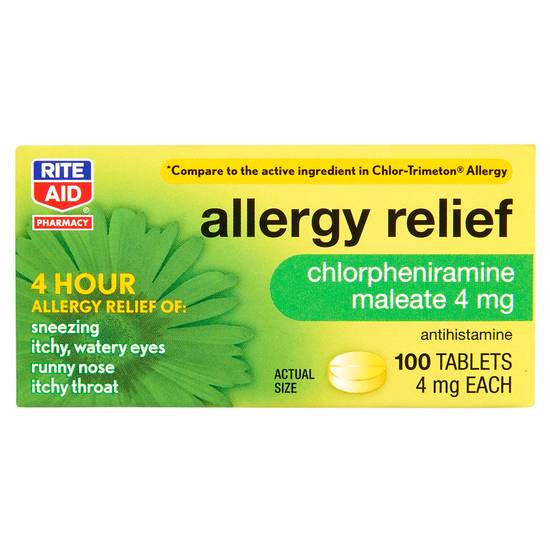 Order Rite Aid Allergy Relief Tablets 4mg (100 ct) food online from Rite Aid store, Canal Fulton on bringmethat.com