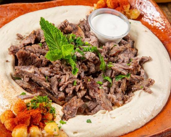 Order Hummus with Meat food online from Shawarma Express store, Portland on bringmethat.com