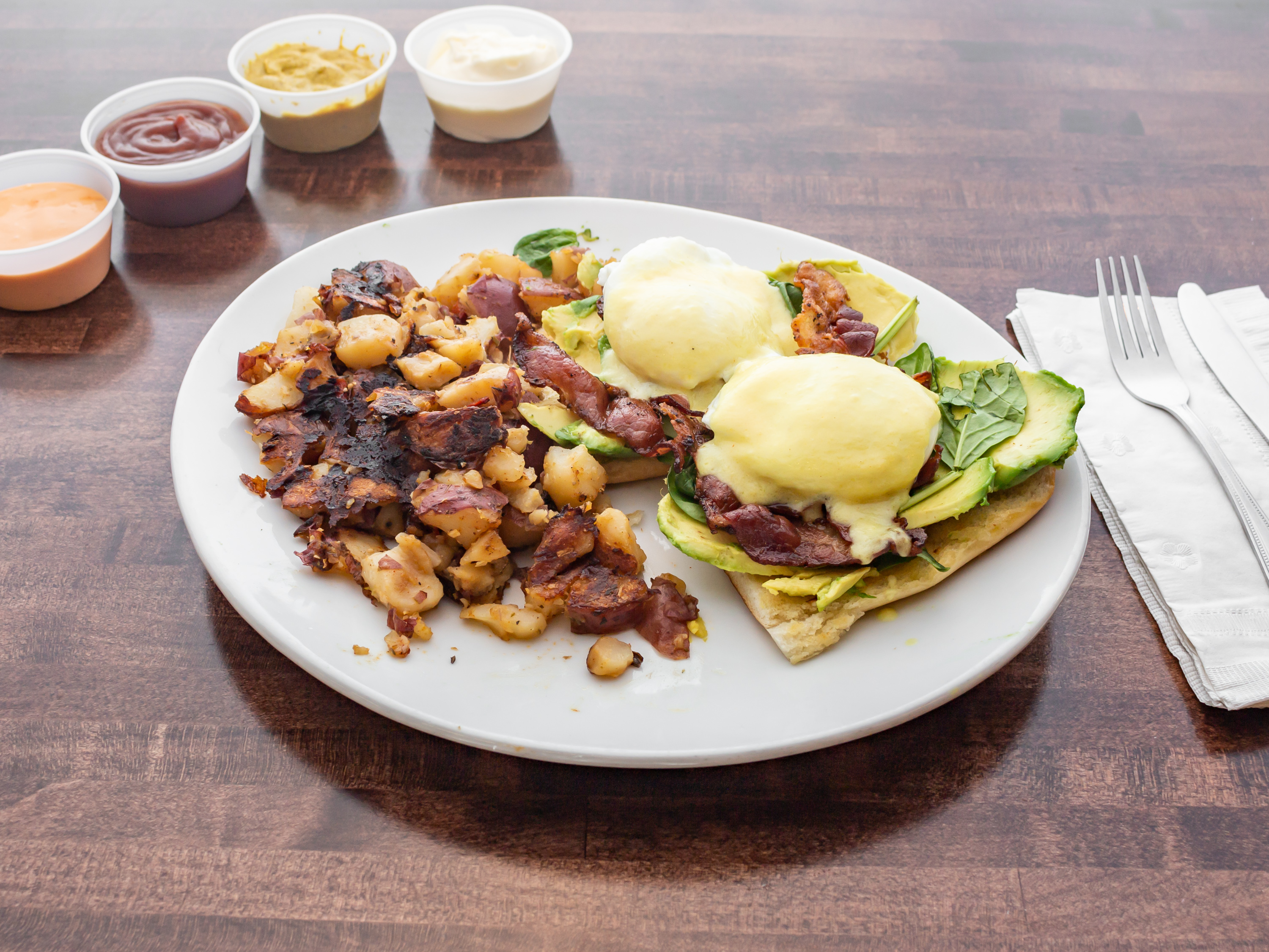 Order Avocado Benny Benedict food online from Gotham City Diner store, Fair Lawn on bringmethat.com
