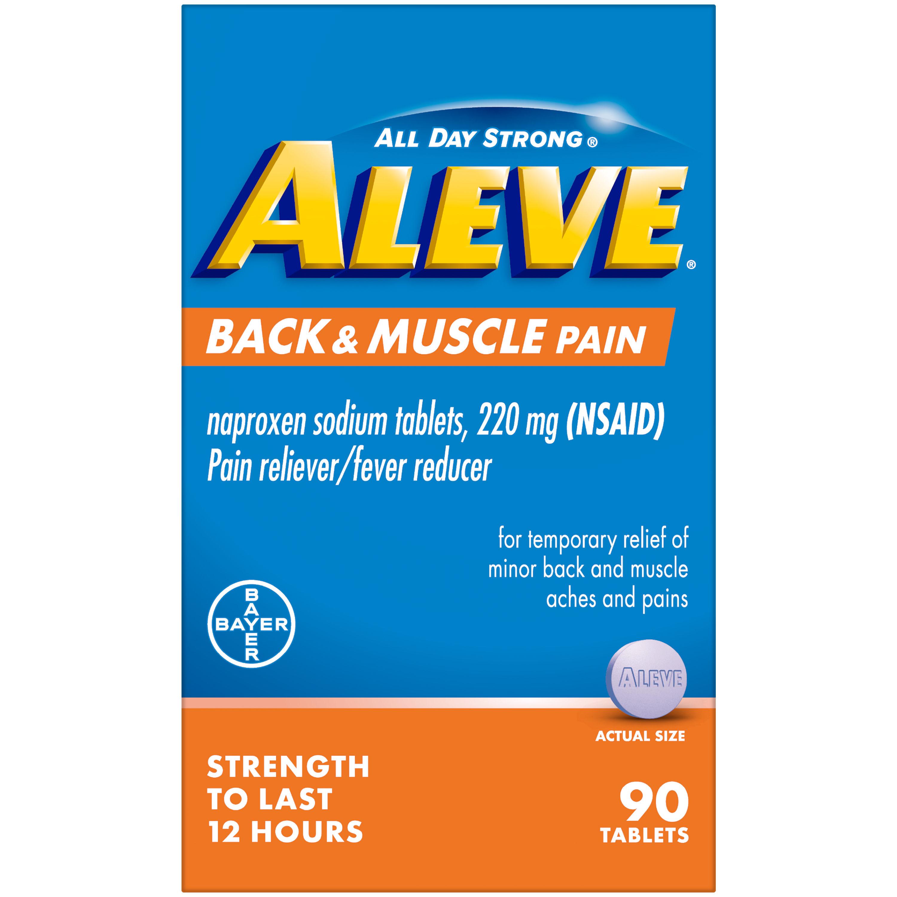 Order Aleve Back & Muscle Pain Relief Naproxen Sodium Tablets, 220mg - 90 ct food online from Bartell store, Edmonds on bringmethat.com
