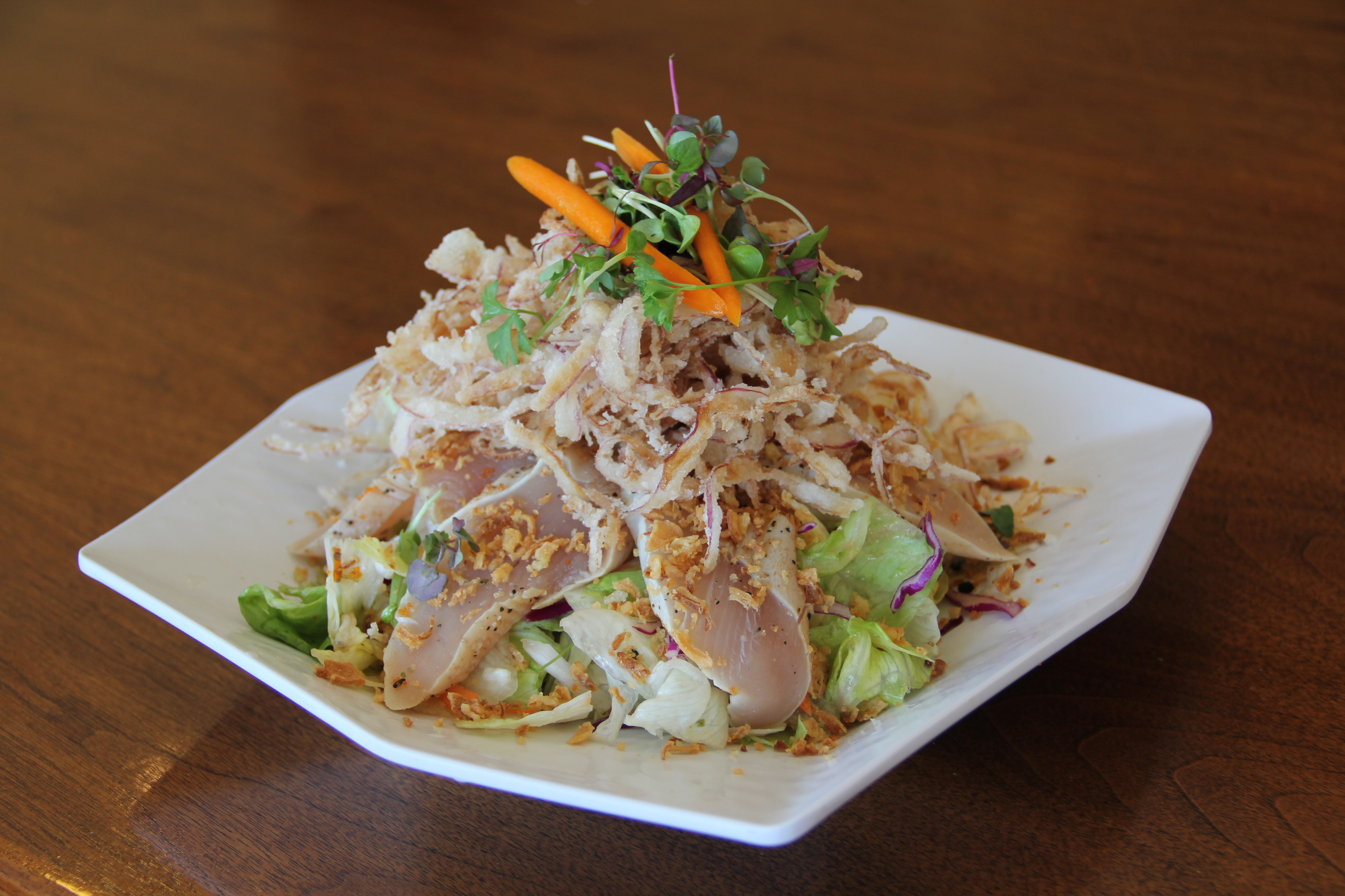 Order Albacore Crunch Salad food online from Tomomi Sushi store, Alhambra on bringmethat.com