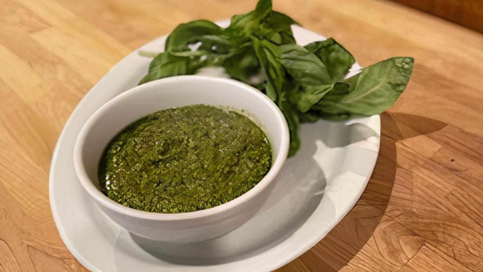 Order Pesto Sauce   1/2 Pint food online from Toto's Pizzeria & Restaurant store, Belmont on bringmethat.com