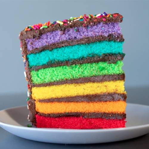 Order Rainbow Fudge Cake Slice food online from PizzaCake store, Paradise on bringmethat.com
