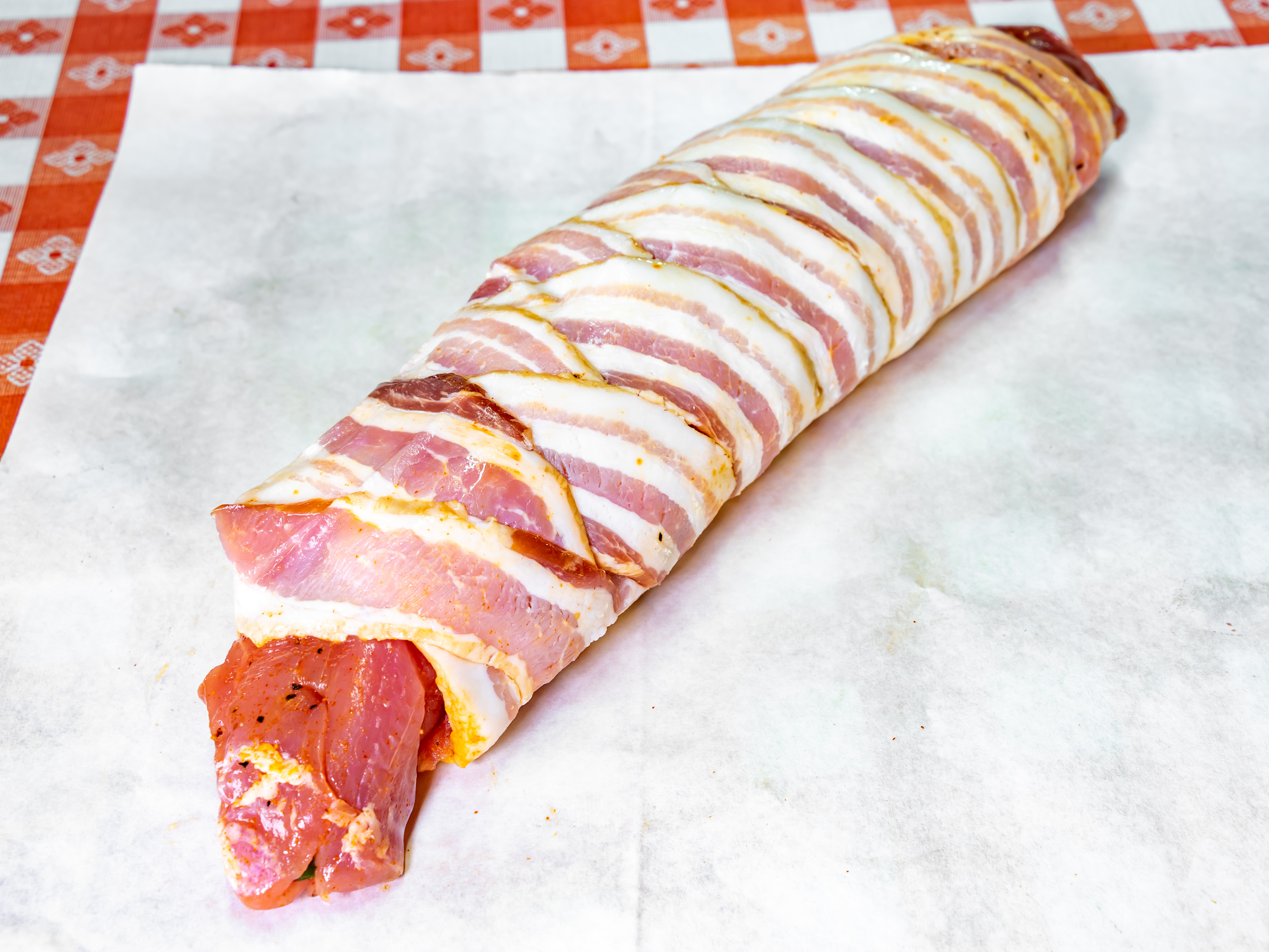 Order Bacon Wrap Pork Tenderloin food online from Taylor Cajun Meat Company store, New Albany on bringmethat.com