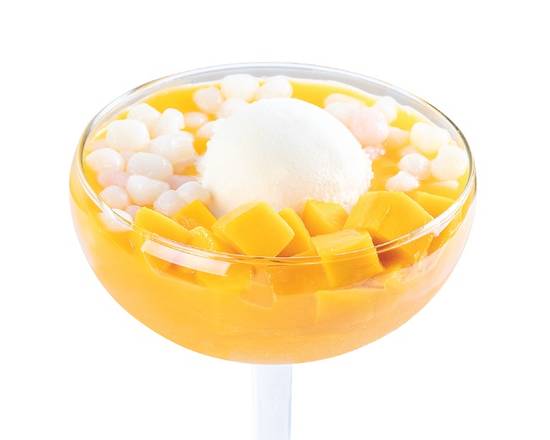 Order M10 - Mango & Mini Glutinous Rice Balls with Vanilla Ice Cream 雪山芒果小丸子 food online from Sweethoney Dessert store, Alhambra on bringmethat.com