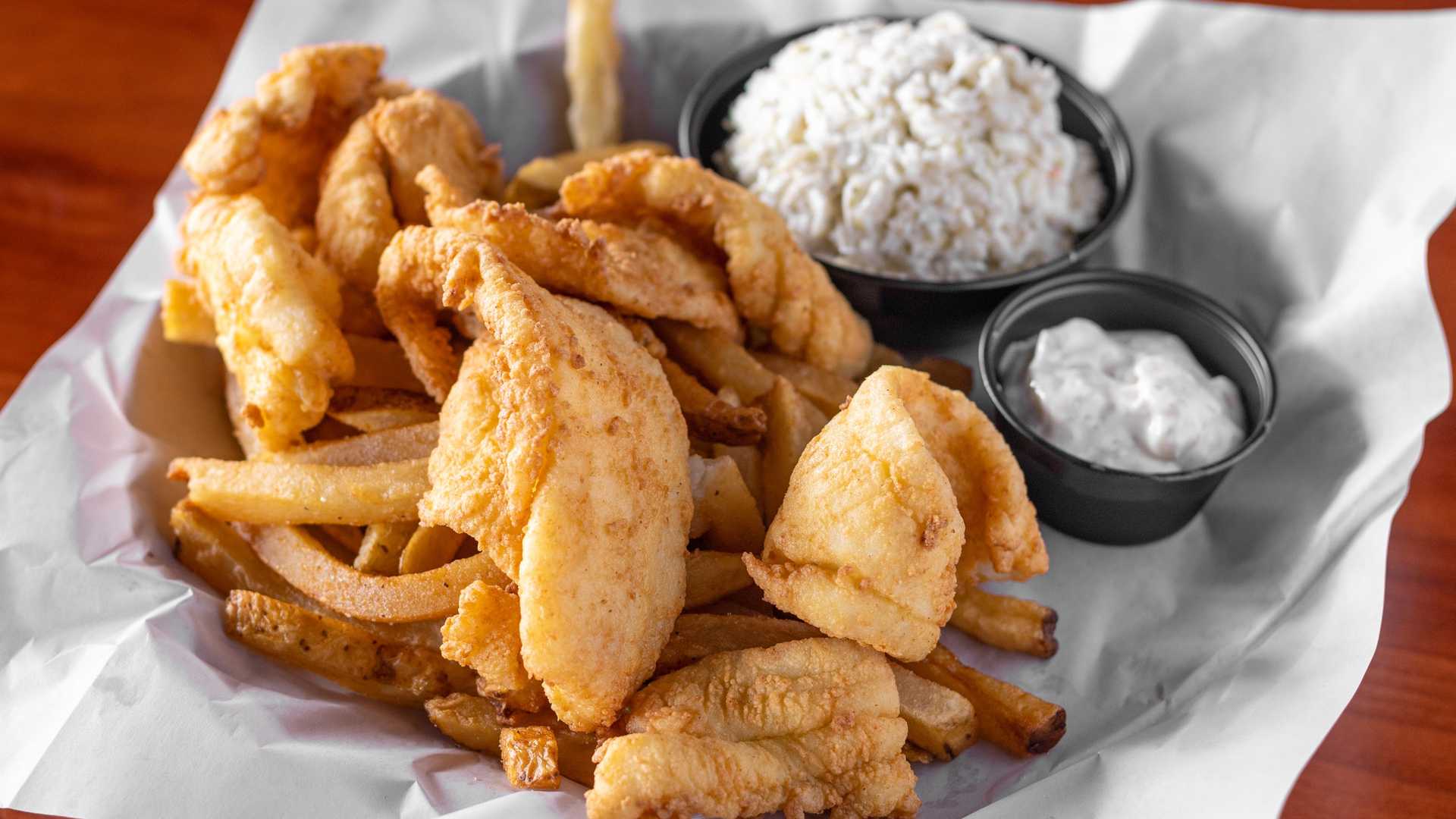 Order  Fish N' Chips food online from Kickback Jack's store, Fayetteville on bringmethat.com