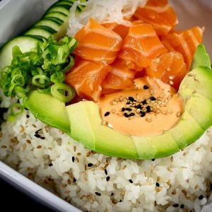 Order SALMON POKE food online from Palenque Grill store, McAllen on bringmethat.com