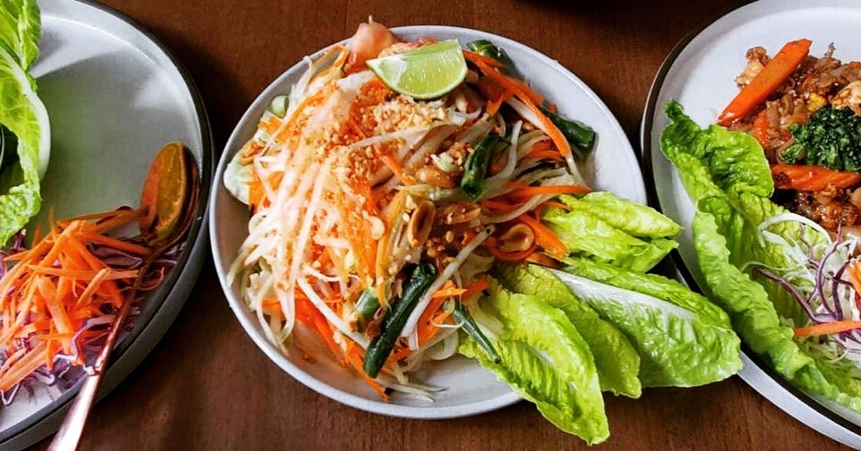 Order Thai Papaya Salad - Somtum Thai food online from Thai Table store, Berkeley on bringmethat.com
