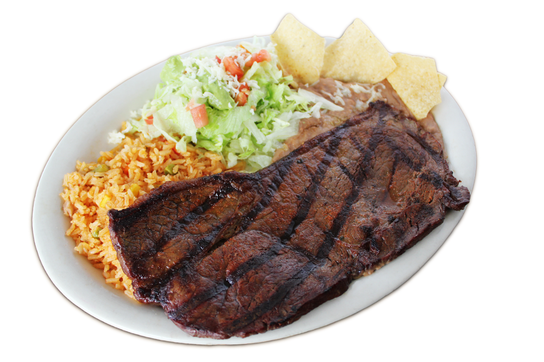Order .Carne Asada Plate. food online from La Fogata Mexican Restaurant store, Los Angeles on bringmethat.com