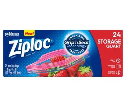 Order Ziploc Storage Bags Quart (24 ct) food online from Ctown Supermarkets store, Uniondale on bringmethat.com