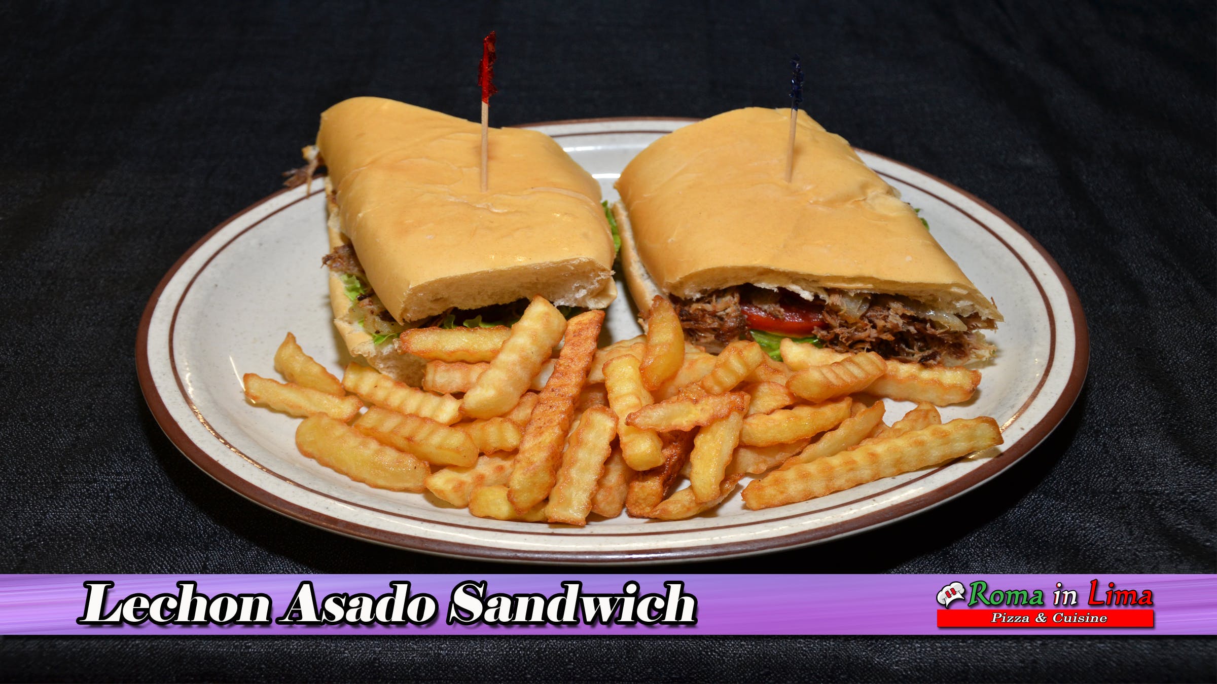 Order Lechon Asado Sandwich - Sandwich food online from Roma In Lima Pizza & Cuisine store, Immokalee on bringmethat.com